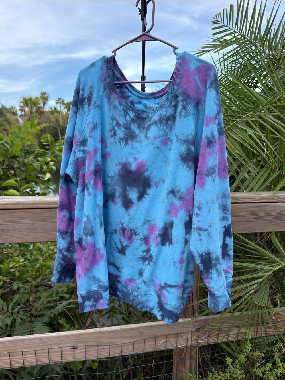 torrid Blue, Purple & Black Tie-Dye Crewneck Sweatshirt